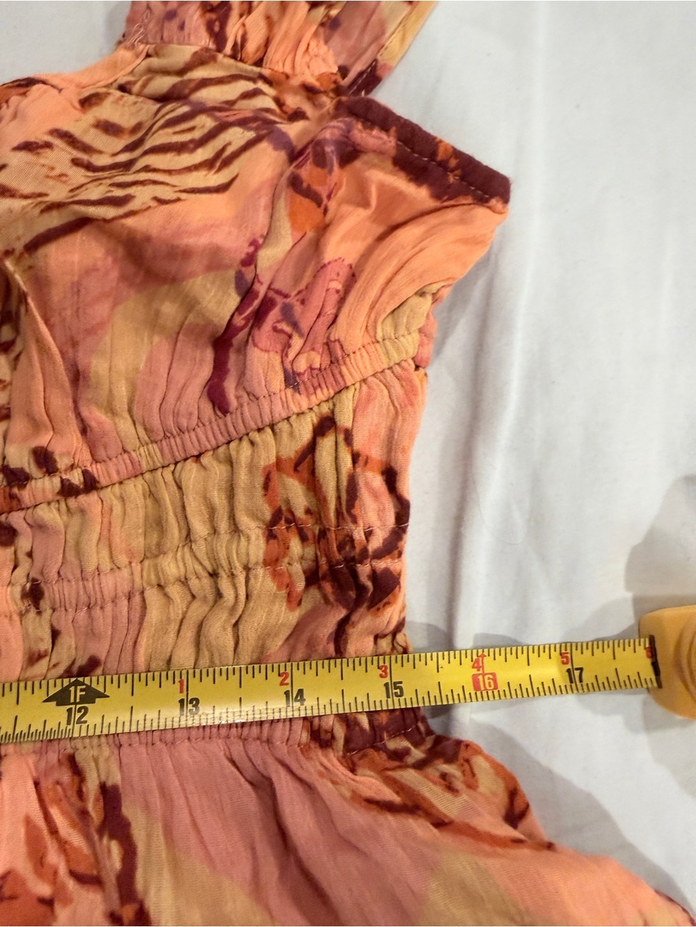BNWOT Free People Floral Print Smocked Bodice Mini Dress in Orange - L - Picture 14 of 16